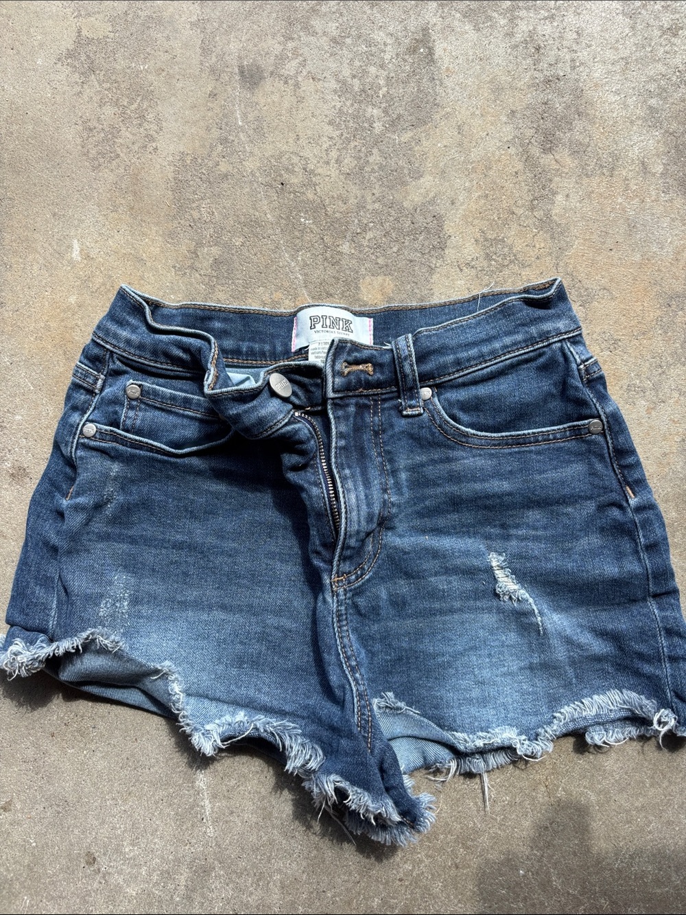 PINK Victoria's Secret Distressed Dark Blue Denim Jean Shorts